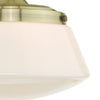 Caden Bathroom Semi Flush Antique Brass IP44 close view pictyure of the opal glass shade