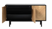 Calvi Sideboard front view picture with opened two doors and drawer to see the space storage