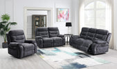 Carrie 3 Seater Sofa Electric Recliner Dark Grey life style photo in the living room with armchair and 2-seater sofa