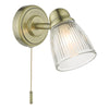 Cedric Bathroom Wall Spotlight Antique Brass IP44 picture with switched on light