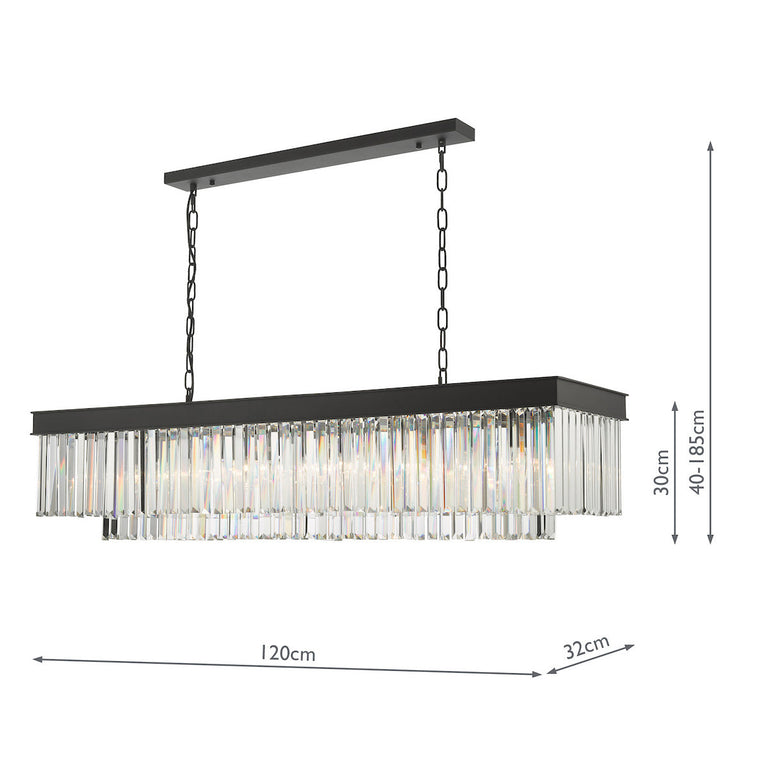 Celeus 6 Light Bar Pendant Anthracite & Crystal - Ceiling Light & Home Decor