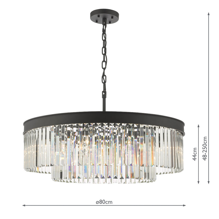 Celeus 8 Light Chandelier Anthracite & Crystal - Sparkling Ceiling Light