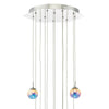 Cesario 12 Light Cluster Pendant Polished Chrome Iridised Glass LED close view picture of the ceiling fitting plate