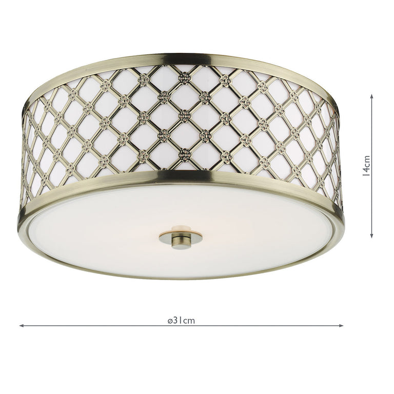 Civic Small 2 Light Flush Antique Brass - Flush Ceiling Light for Home Decor