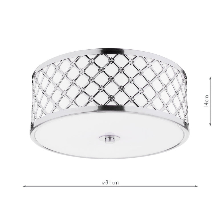 Civic Small 2 Light Flush Polished Chrome - Polished Chrome Flush Ceiling Fitting
