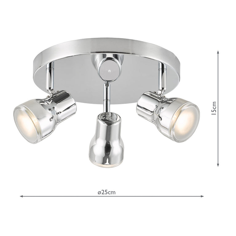 Clint 3 Light Bathroom Plate Spotlight Polished Chrome IP44 - Ceiling Lights