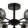 Cohen 7 Light Pendant Matt Black/Smoked Glass close view picture of the fitting