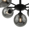 Cohen 7 Light Pendant Matt Black/Smoked Glass close view picture of the light design