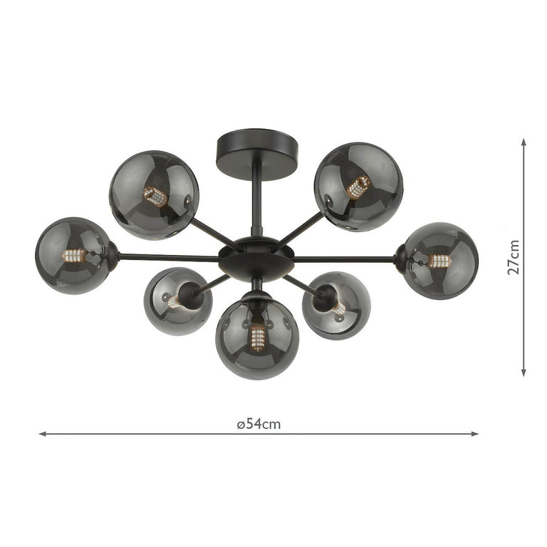 Cohen 7 Light Pendant Matt Black/Smoked Glass – Ceiling Lighting Fixture