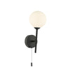 Cohen Wall Light Black With Opal Glass picture with witched on light