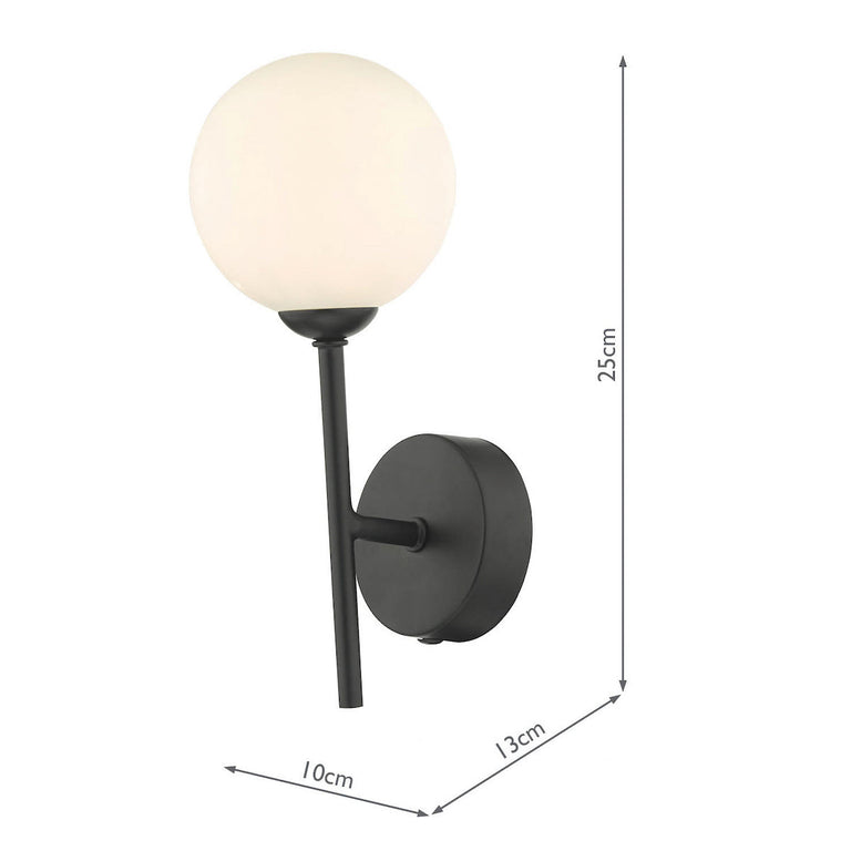 Cohen Wall Light Black With Opal Glass - Lighting Collection