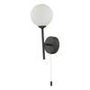 Cohen Wall Light Black With Opal Glass with a pull cord switch