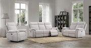 Covington Electric Recliner Armchair Cement life style picture with two and three seater sofas