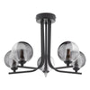 Cradle 5 Light Semi-Flush Black With Smoked/Clear Ribbed Glass picture of the light dsign