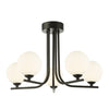 Cradle 5 Light Semi-Flush Black/Opal Glass picture with switched on light