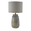 Creon Ceramic Table Lamp Grey grey base with a gold trim on it