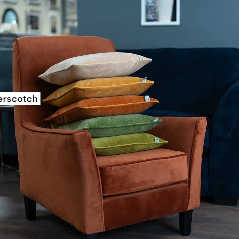 Cushion F+H Velvet Plain Butterscotch 45x45cm - Stylish Orange Cushion