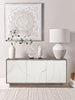 Dakota 3 Door Sideboard with white carved doors with geometric design