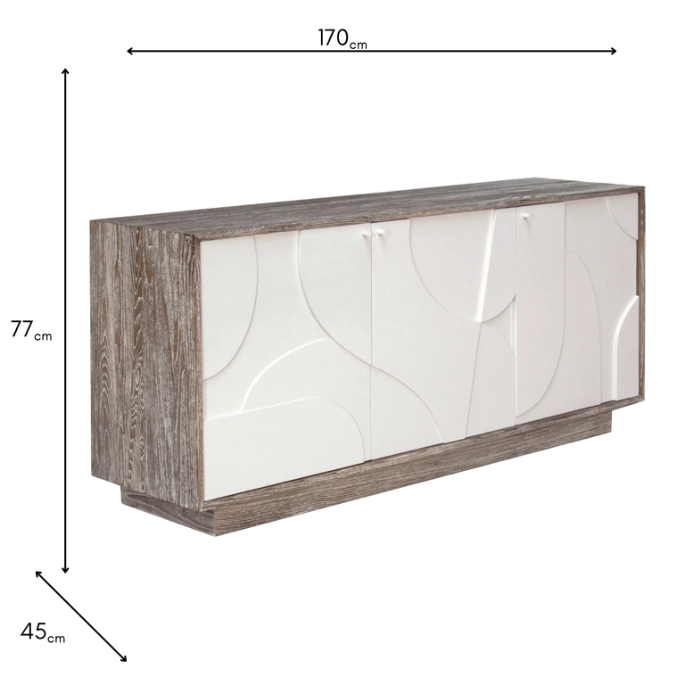 Dakota 3 Door Sideboard - 3 Door Grey Cabinet with White Doors