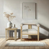 Dakota Fabric Accent Chair Oak life style picture with Dakota Side table oak