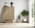 Dakota Cabinet Bar Unit Oak with carved geometric design doors