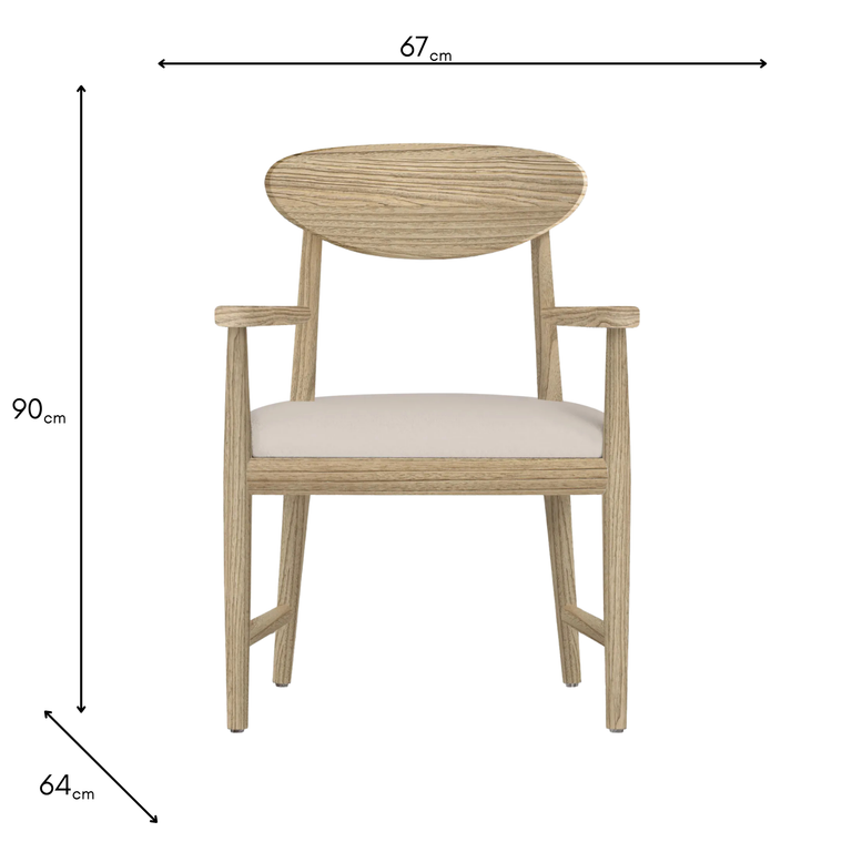Dakota Carver Dining Chair Oak - Linen Seat Dining Room Furniture