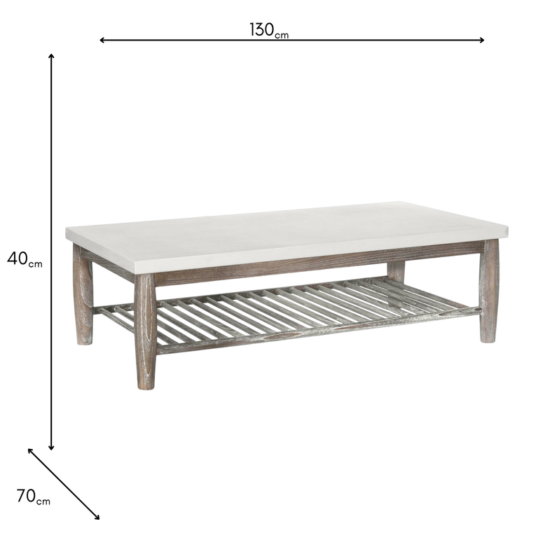 Dakota Coffee Table With White Top - Wooden Living Room Furniture