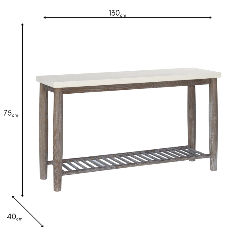 Dakota Console Table with Shelf - Grey Wash Living Room Table