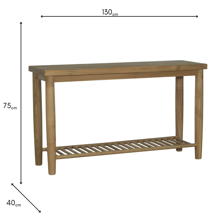 Dakota Console Table with Shelf Oak - Rustic Wooden Console Table