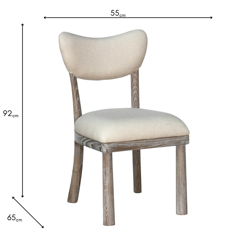Dakota Fabric Dining Chair - Natural Oak Linen Kitchen Chair