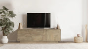 Dakota TV Unit Oak with geometric design doors