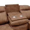 Darlington 3 Seater Sofa Recliner Tan close view picture of the pulled down console tray