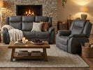 Darlington Recliner Armchair Grey life style picture with 3 seater sofa