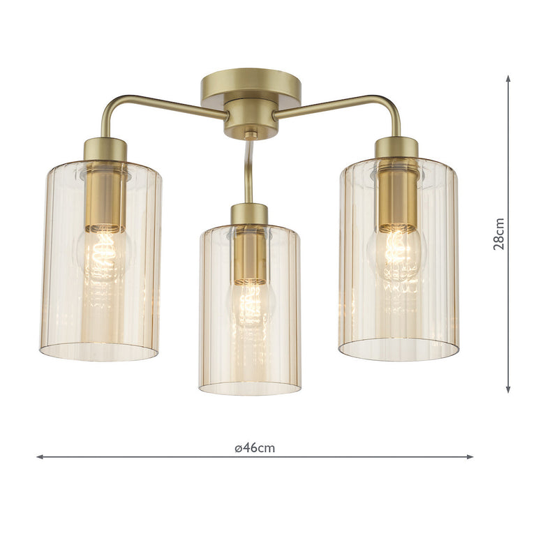 Daylin 3-Light Semi-Flush Satin Gold – Lighting Home Decor