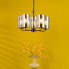 Daylin 5 Light Pendant Satin Black and Smoked Ribbed Glass life style picture