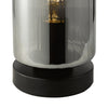 Daylin Table Lamp Satin Black and Smoked Ribbed Glass close view picture of the metal base