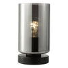 Daylin Table Lamp Satin Black and Smoked Ribbed Glass picture with tuned on light