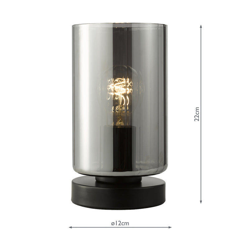 Daylin Table Lamp Satin Black/Smoked Ribbed Glass - Modern Lighting