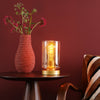 Daylin Table Lamp Satin Gold and Amber Ribbed Glass life style picture
