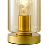 Daylin Table Lamp Satin Gold and Amber Ribbed Glass close view picture of the metal base
