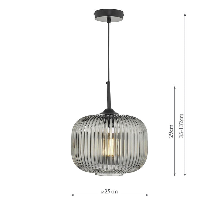 Demarius Pendant Black/Smoked Glass - Smoked Glass Ceiling Light