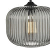 Demarius Pendant Black/Smoked Glass close view picture of the ribbed glass shade
