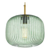 Demarius Pendant Bronze/Green Glass close view picture of the ibbed glass shade