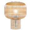 Demarius Table Lamp Amber Ribbed Glass picture with switched on light