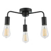 Dena 3 Light Semi-Flush Matt Black with clear bulbs