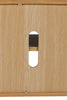 Doolin TV Unit 120 cm Natural Oak close view picture of built-in outlet for cable management.