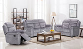 Dudley Reclining Chair Grey  life style picture with 2 and 3 seater sofa