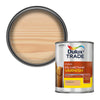 Dulux Trade Clear Satin Varnish photo on the white background with displayed color finish