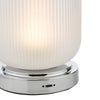 Echo Rechargeable LED Table Lamp Polished Chrome close view picture of the USB port