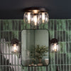 Edaline 3 Light Bathroom Flush Light Matt Black life style picture